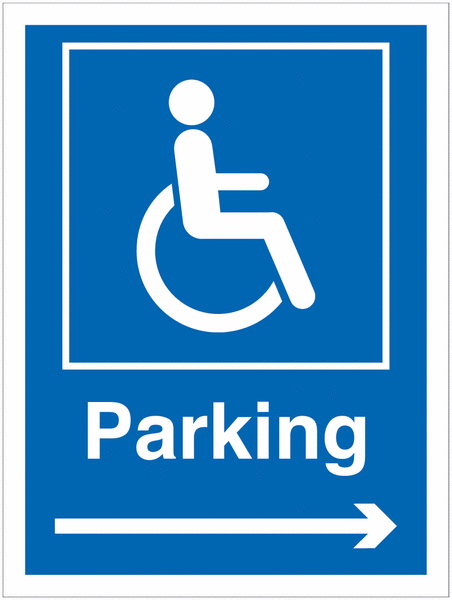 Disabled Parking Signs - Parking Right Arrow