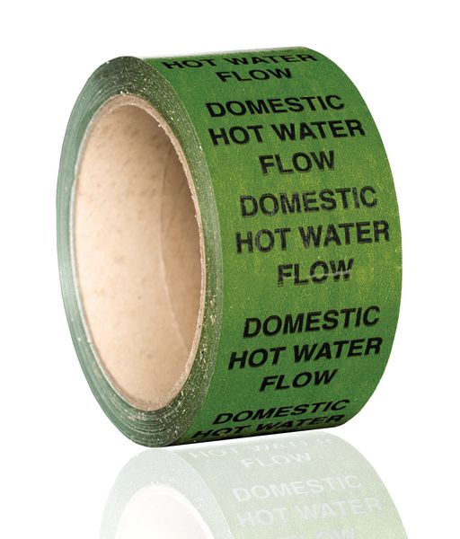 Domestic Hot Water Flow BS Pipe Marking Tape