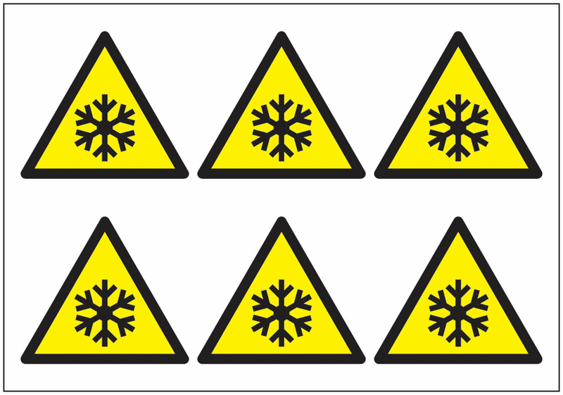 Beware Low Temperature Symbol Sheet Vinyl Labels