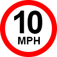 small 10 miles per hour speed limit sign