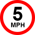 small 5 miles per hour speed limit sign