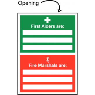 First Aider - Fire Marshal Update Sign