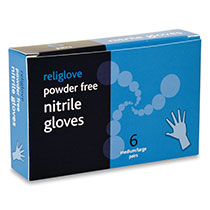 Latex and powder free nitrile medical gloves in a box